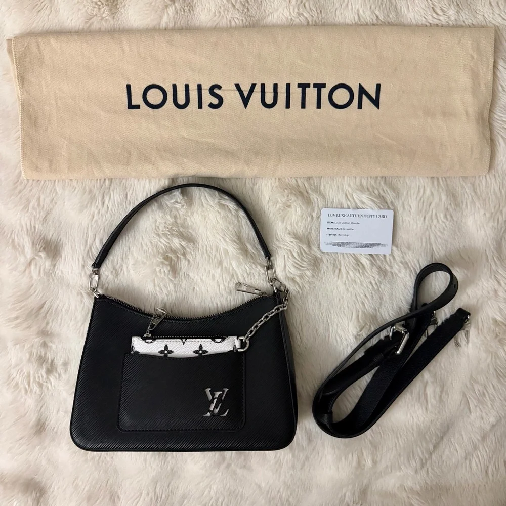 Louis Vuitton Black Marelle Shoulder Bag with Silver Hardware - Picture 2 of 8